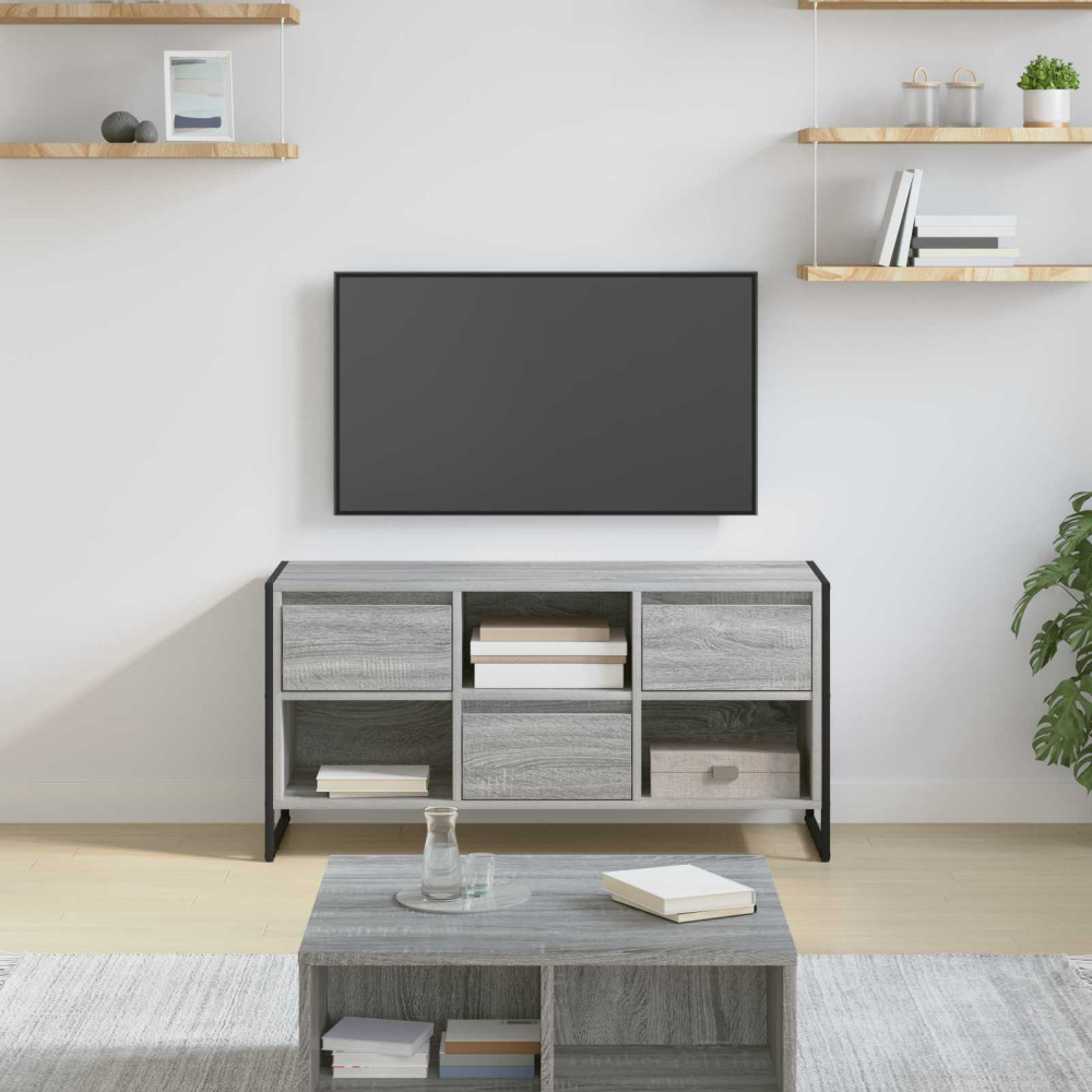 Produktbild för TV-skåp med låda Grå Sonoma 100 x 36 x 49,5 cm Konstruerat trä