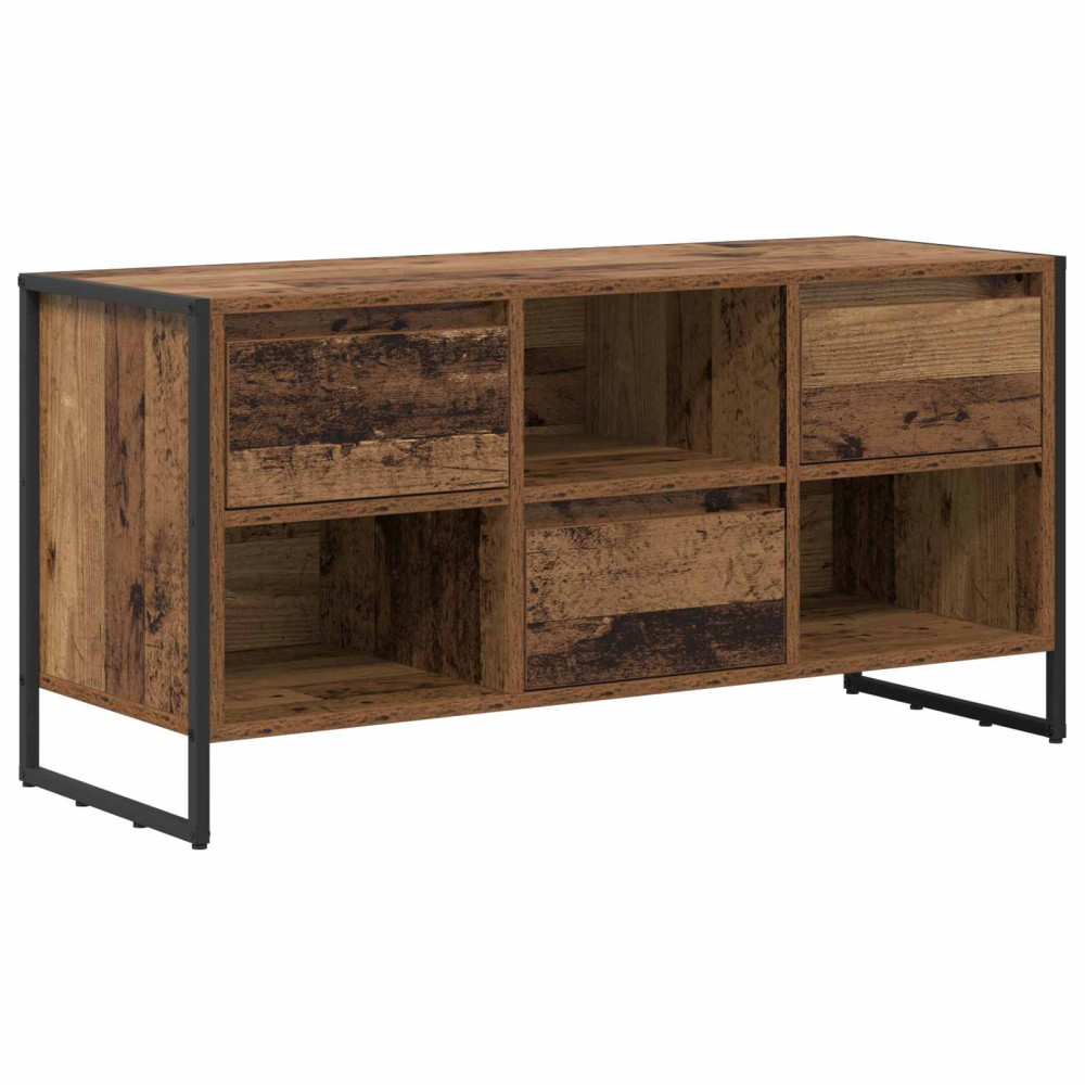 Produktbild för TV-skåp med låda Gammalt trä 100 x 36 x 49,5 cm Konstruerat trä