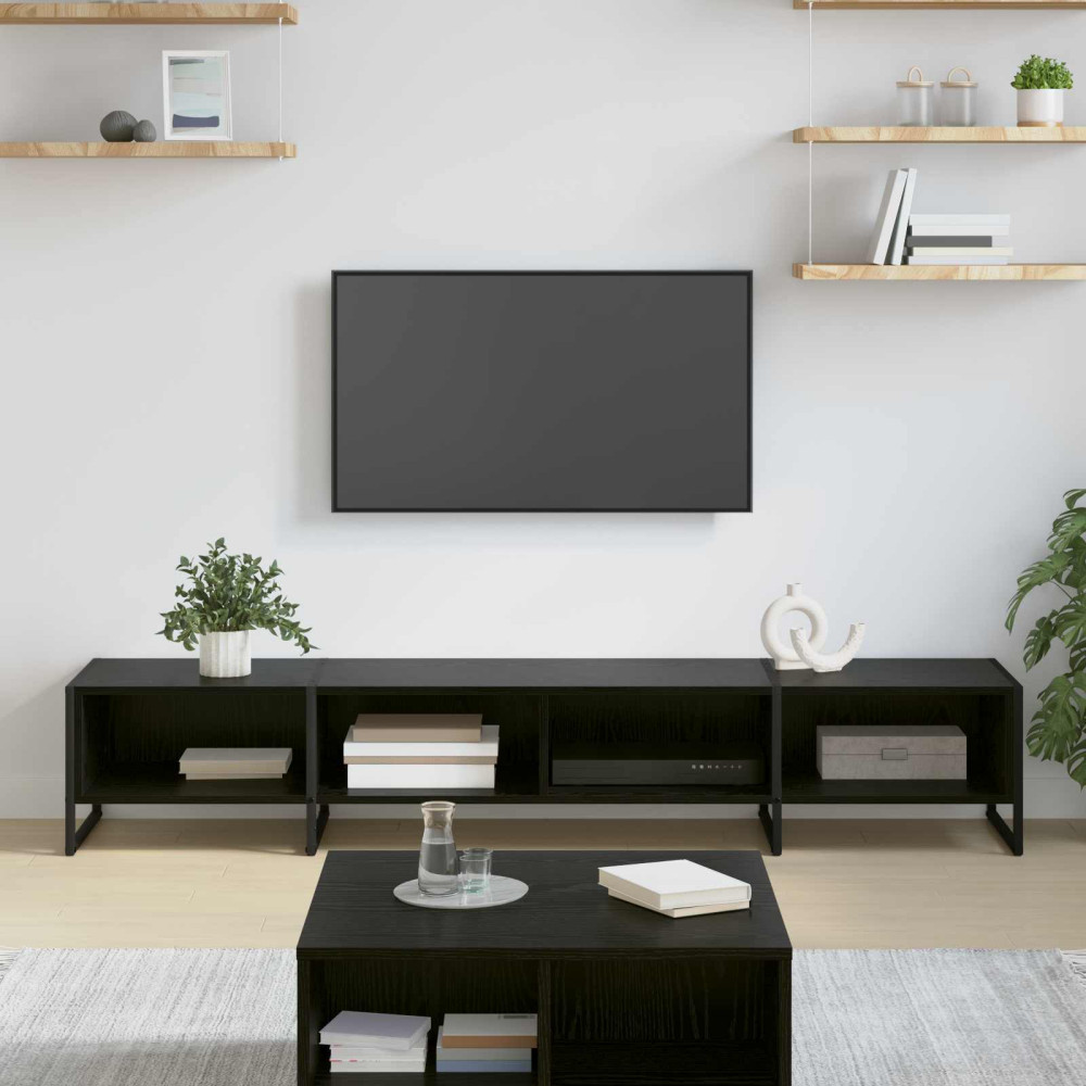 Produktbild för TV-skåp Svart Ek 170.5 x 36 x 30.5 cm Konstruerat trä