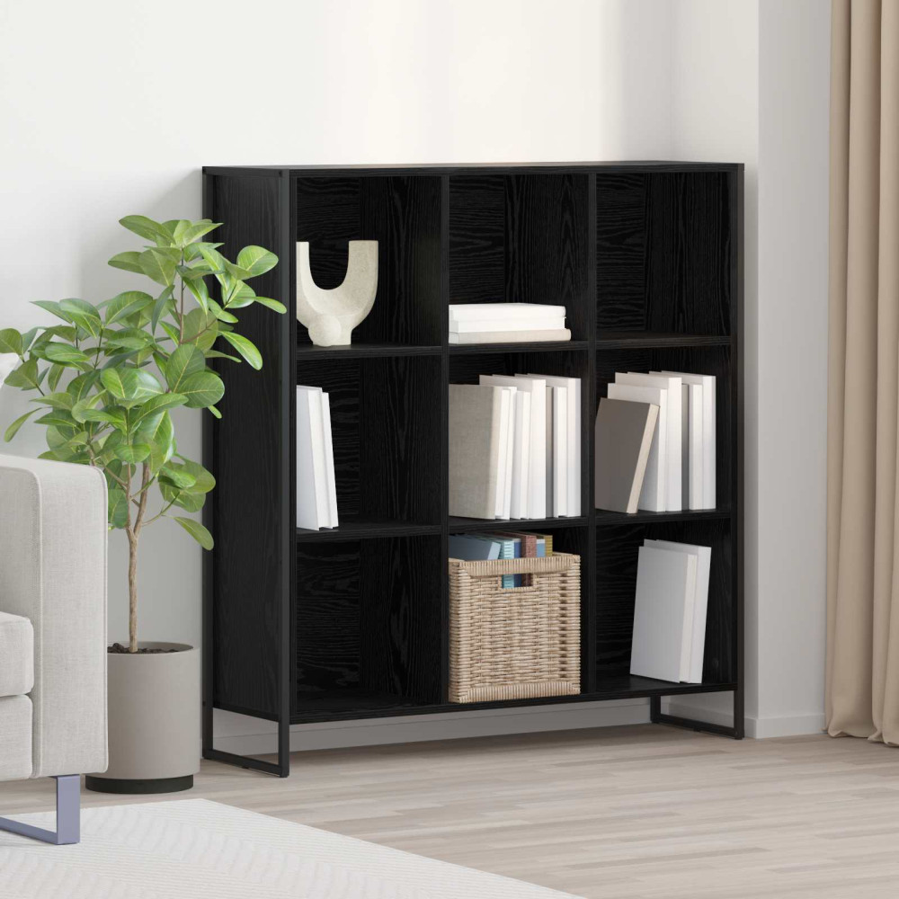 Produktbild för Bokskåp Svart Ek 99.5 x 30 x 108.5 cm Konstruerat trä
