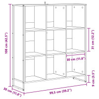 Produktbild för Bokskåp Svart Ek 99.5 x 30 x 108.5 cm Konstruerat trä