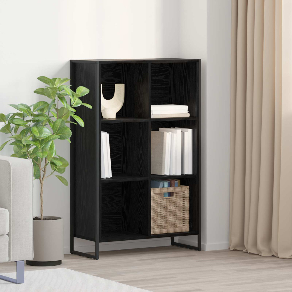 Produktbild för Bokskåp Svart Ek 99.5 x 30 x 108.5 cm Konstruerat trä