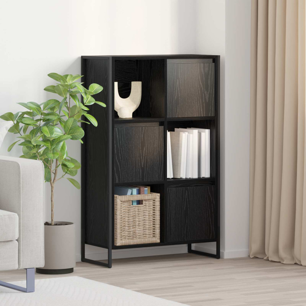 Produktbild för Bokskåp Svart Ek 68 x 30 x 108.5 cm Konstruerat trä