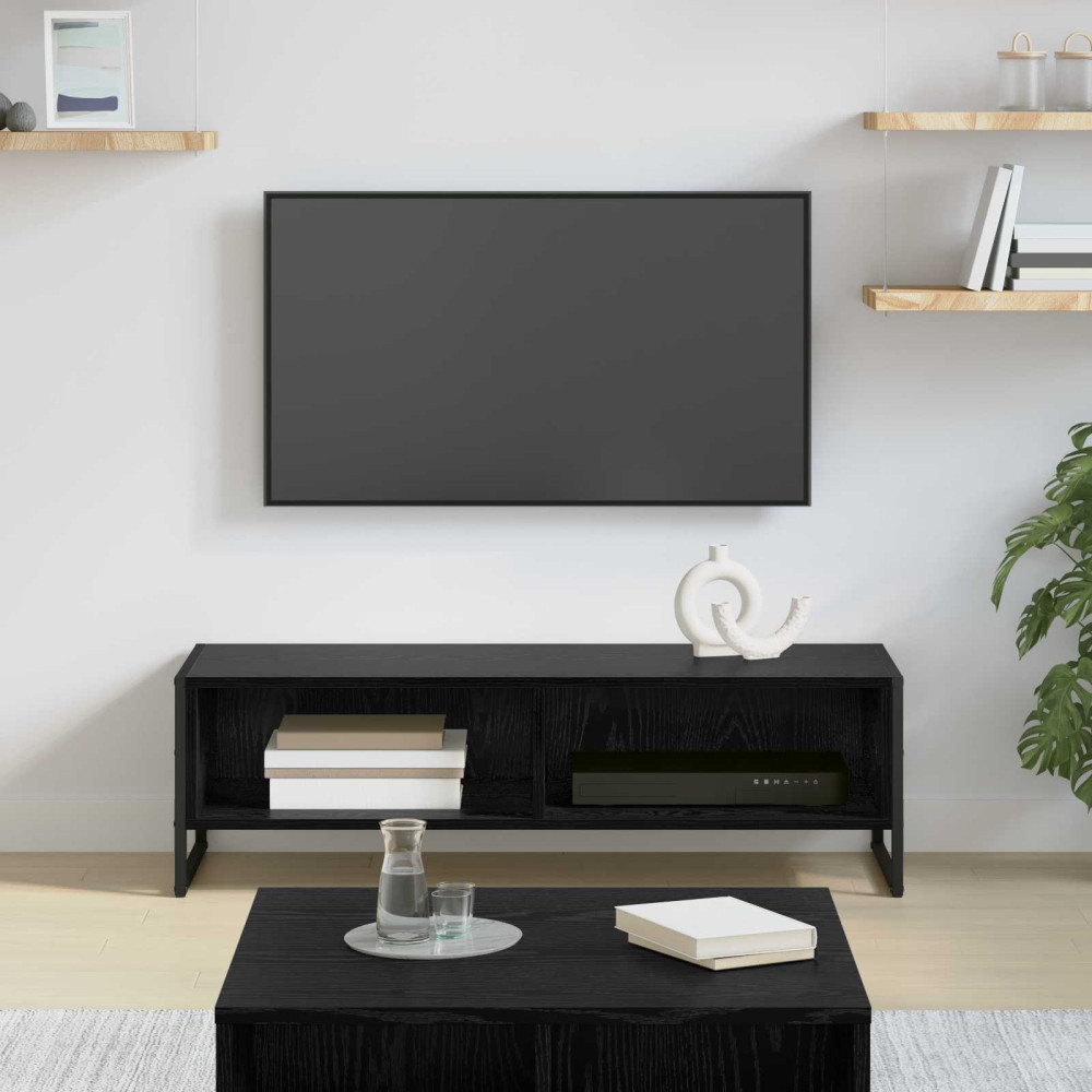 Produktbild för TV-skåp 100 x 36.5 x 30.5 cm Svart Ek Konstruerat trä