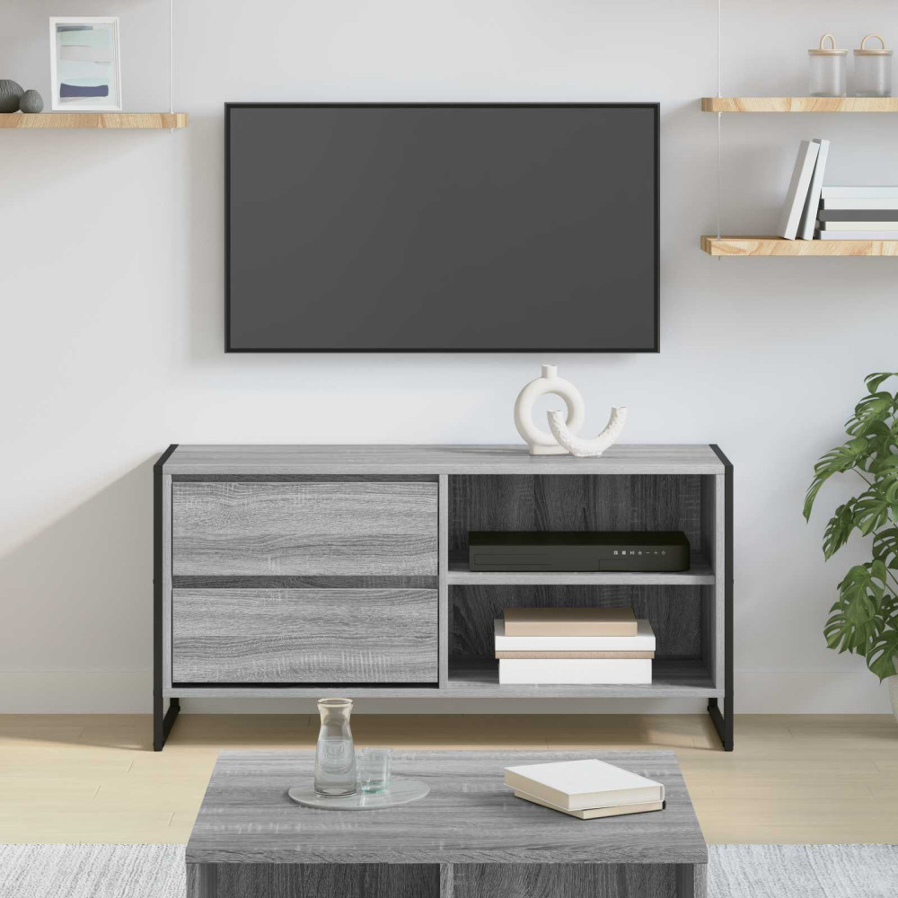 Produktbild för TV-skåp med låda Grå Sonoma 100 x 36 x 49,5 cm Konstruerat trä