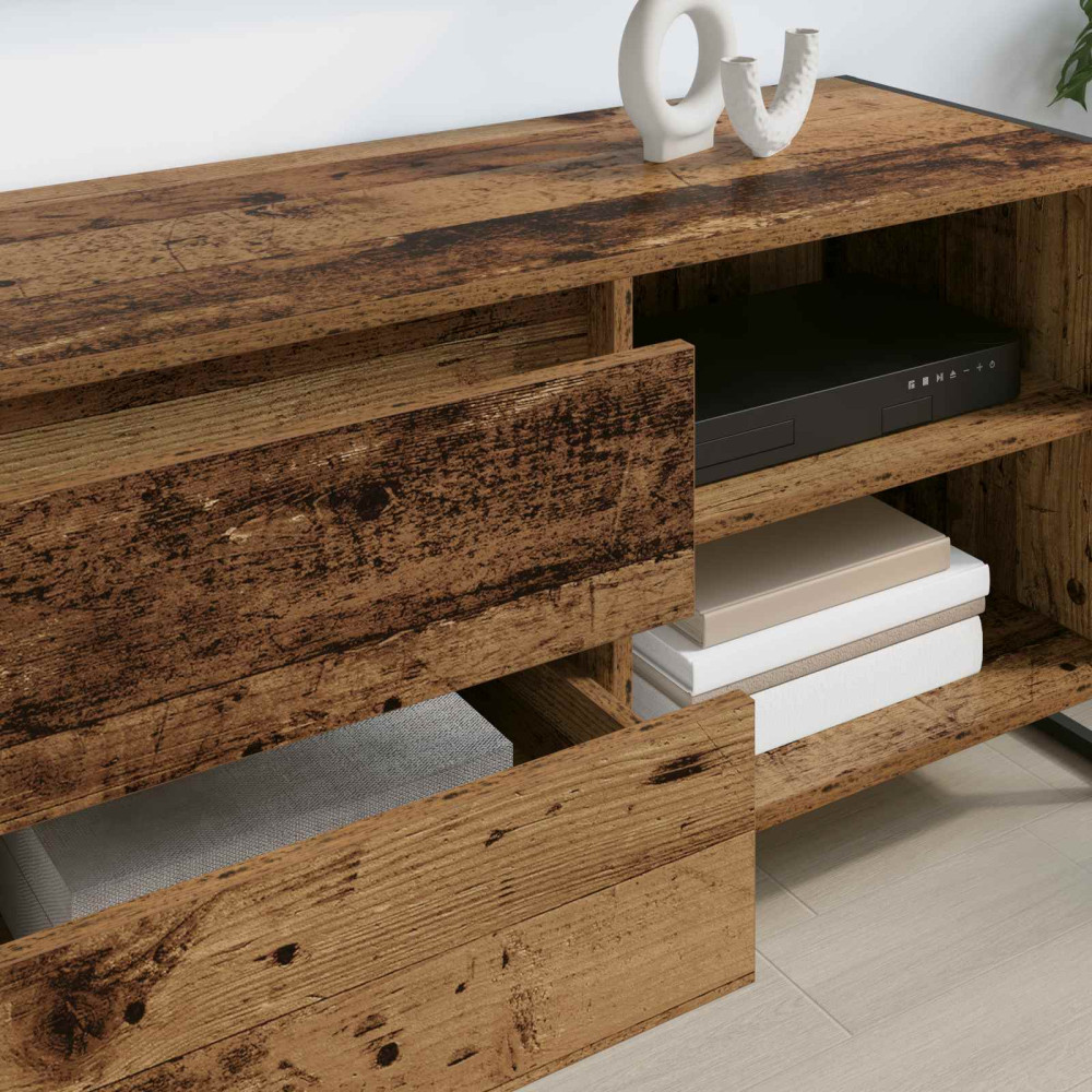 Produktbild för TV-skåp med låda Gammalt trä 100 x 36 x 49,5 cm Konstruerat trä