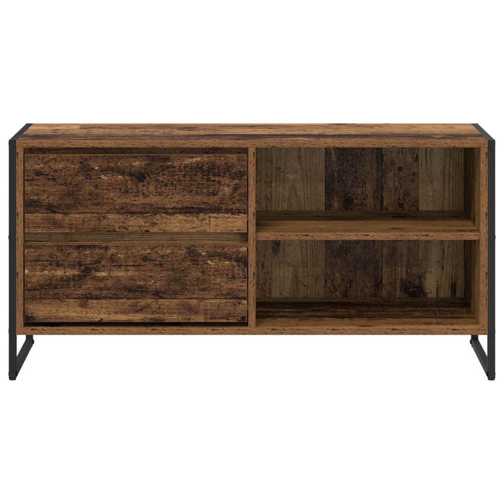 Produktbild för TV-skåp med låda Gammalt trä 100 x 36 x 49,5 cm Konstruerat trä