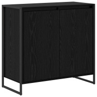 Produktbild för Sidokabinett Svart Ek 79 x 36 x 75 cm Konstruerat trä