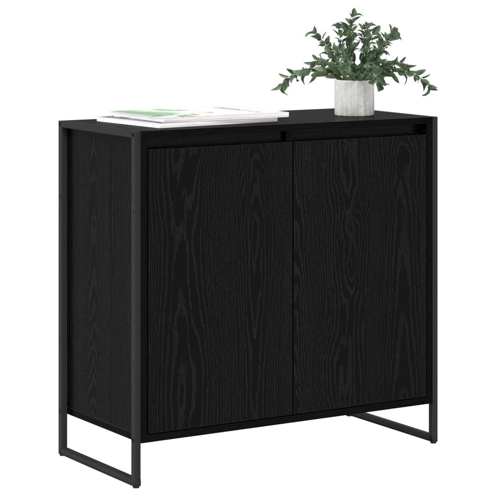 Produktbild för Sidokabinett Svart Ek 79 x 36 x 75 cm Konstruerat trä