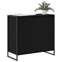 Produktbild för Sidokabinett Svart Ek 79 x 36 x 75 cm Konstruerat trä