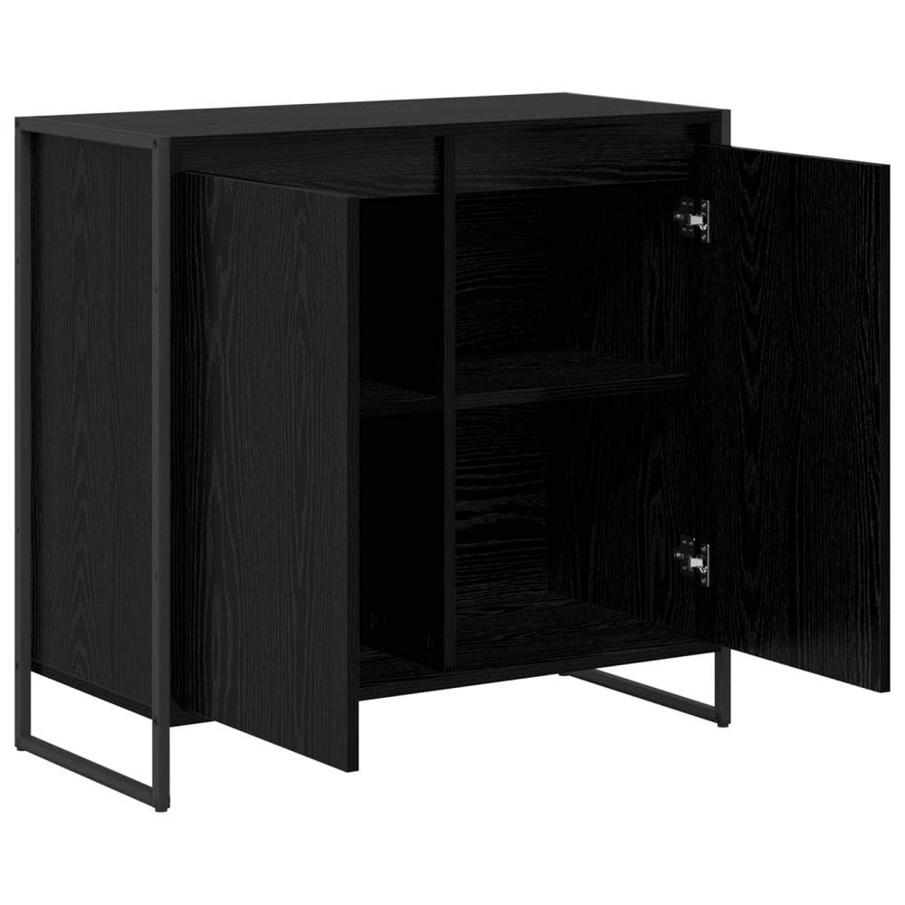 Produktbild för Sidokabinett Svart Ek 79 x 36 x 75 cm Konstruerat trä