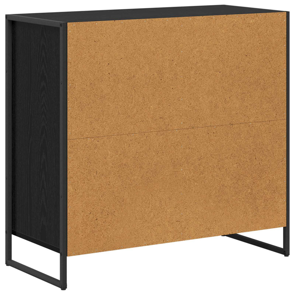 Produktbild för Sidokabinett Svart Ek 79 x 36 x 75 cm Konstruerat trä