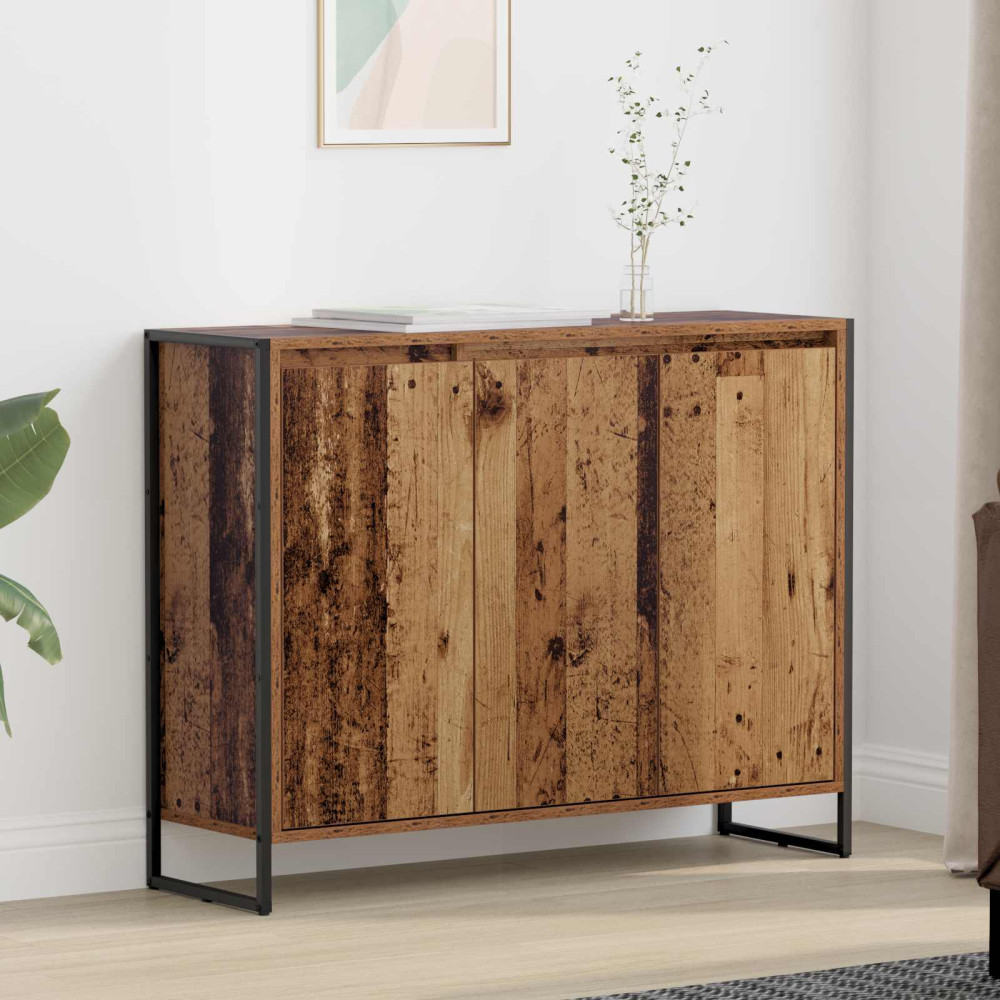 Produktbild för Sidokabinett Gammalt trä 96,5 x 30 x 75 cm Konstruerat trä