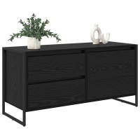 Produktbild för TV-skåp med låda Svart Ek 100 x 36 x 49.5 cm Konstruerat trä