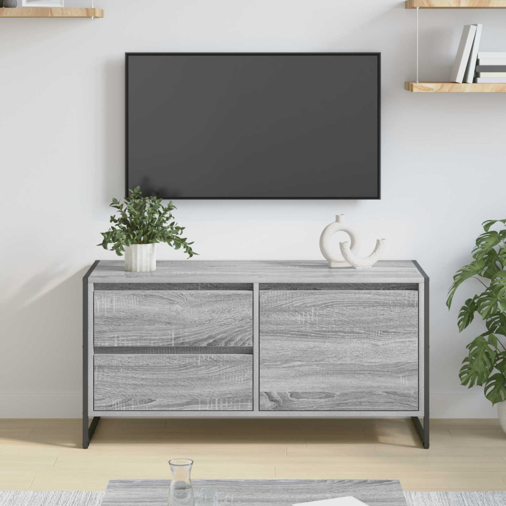 Produktbild för TV-skåp med låda Grå Sonoma 100 x 36 x 49.5 cm Konstruerat trä