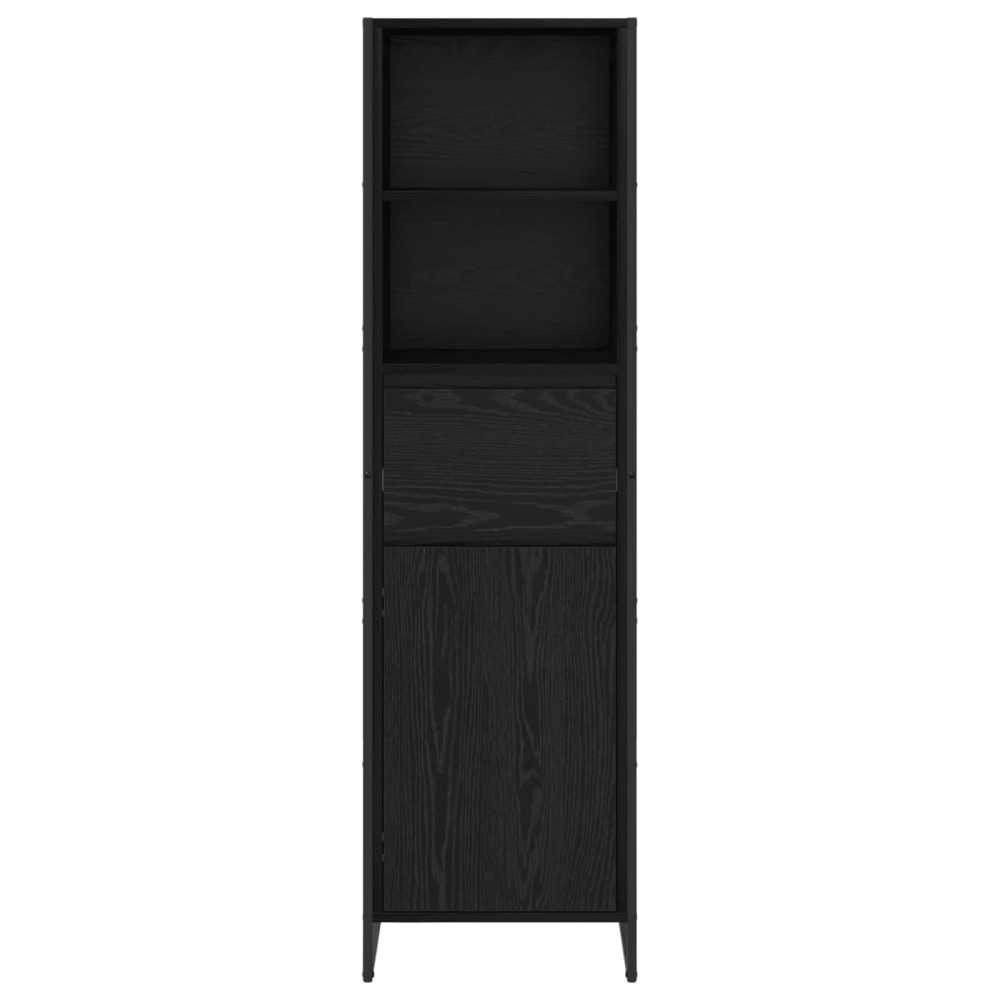 Produktbild för Bokskåp med låda Svart Ek 43 x 36 x 150.5 cm Konstruerat trä