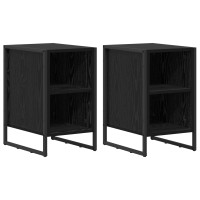 Produktbild för Sängbord 2 pcs Svart Ek 39.5 x 30 x 50 cm Konstruerat trä