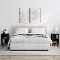 Produktbild för Sängbord 2 pcs Svart Ek 39.5 x 30 x 50 cm Konstruerat trä