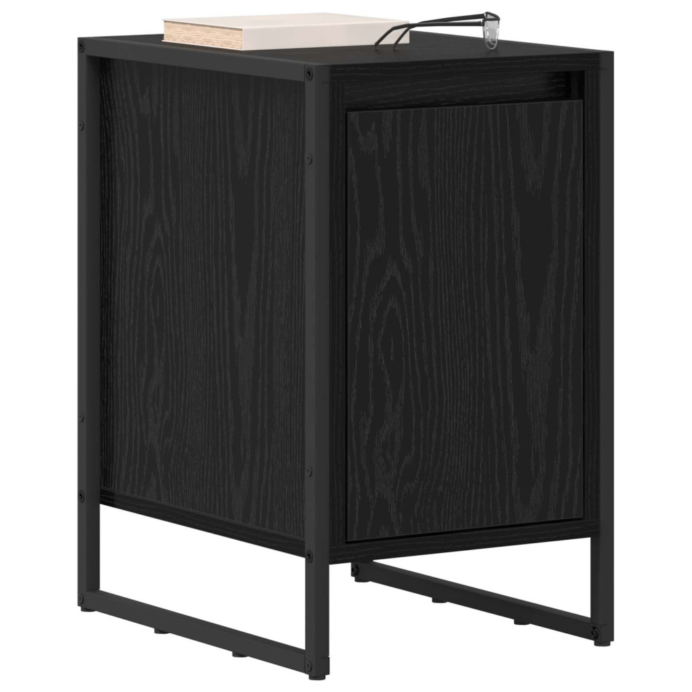 Produktbild för Sängbord Svart Ek 39,5 x 30 x 50 cm Konstruerat trä
