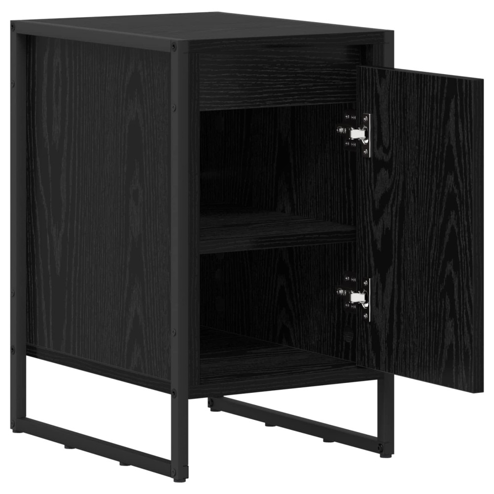 Produktbild för Sängbord Svart Ek 39,5 x 30 x 50 cm Konstruerat trä