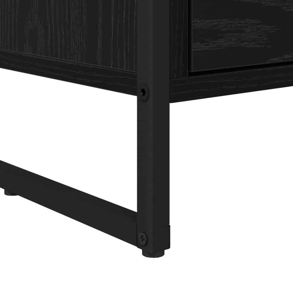 Produktbild för Sängbord Svart Ek 39,5 x 30 x 50 cm Konstruerat trä