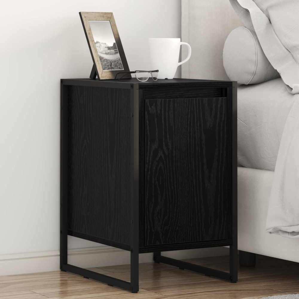 Produktbild för Sängbord 2 pcs Svart Ek 39,5 x 30 x 50 cm Konstruerat trä