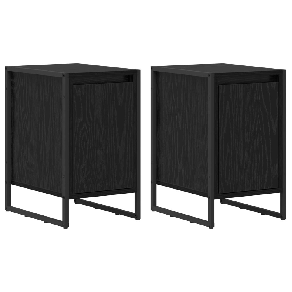 Produktbild för Sängbord 2 pcs Svart Ek 39,5 x 30 x 50 cm Konstruerat trä