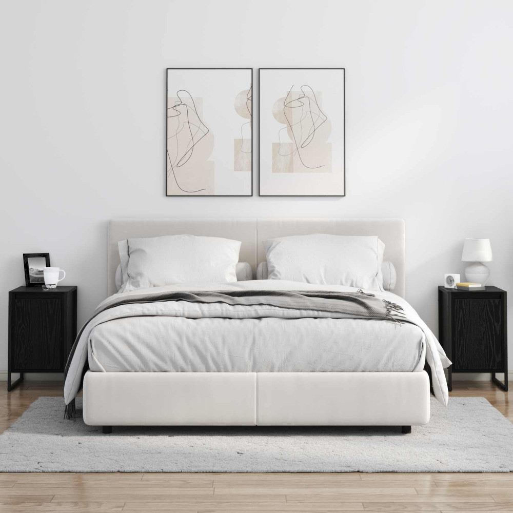 Produktbild för Sängbord 2 pcs Svart Ek 39,5 x 30 x 50 cm Konstruerat trä