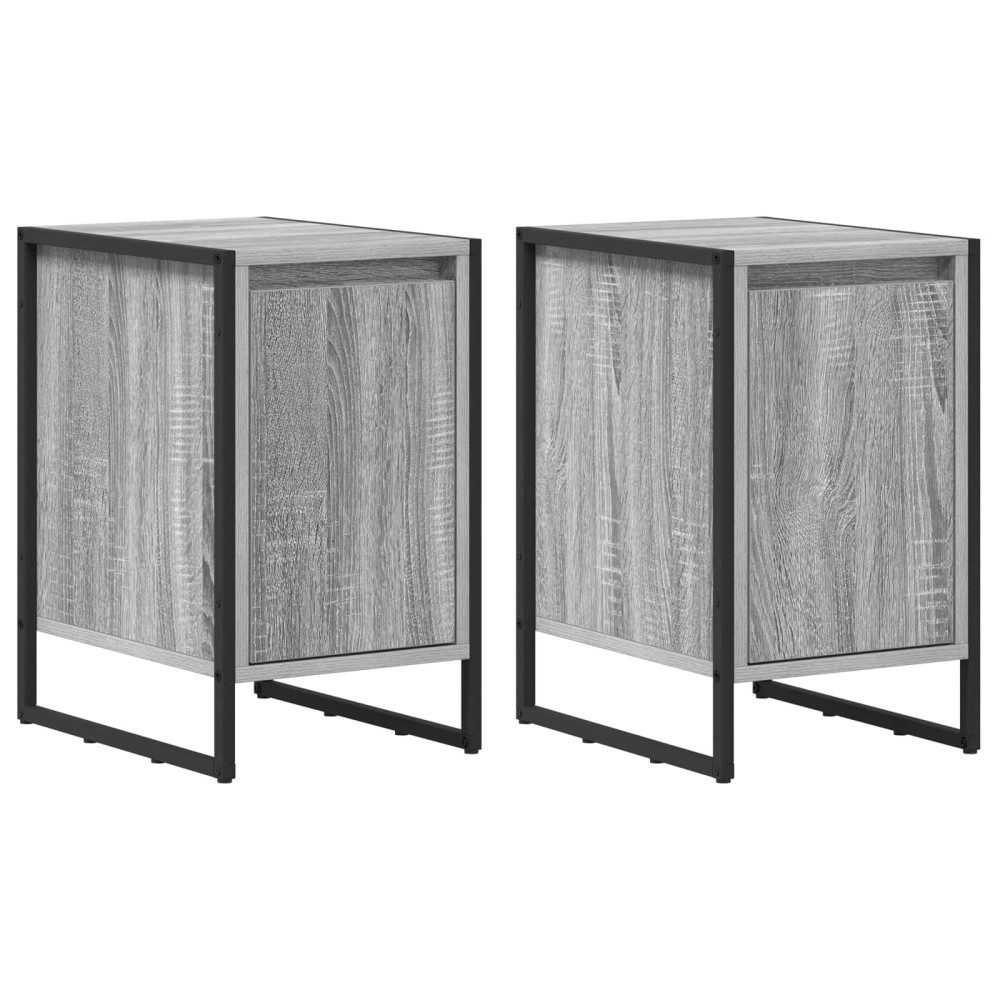 Produktbild för Sängbord 2 pcs Grå Sonoma 39,5 x 30 x 50 cm Konstruerat trä