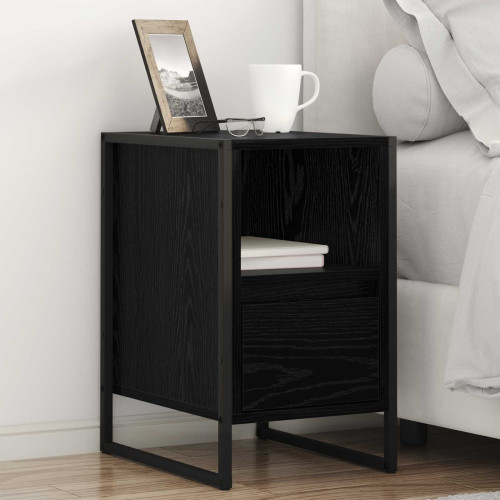 vidaXL Sängbord 2 pcs Svart Ek 39,5 x 30 x 50 cm Konstruerat trä