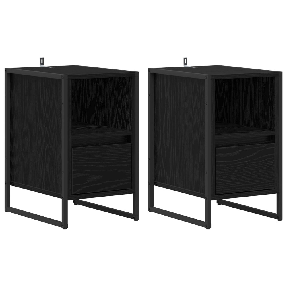 Produktbild för Sängbord 2 pcs Svart Ek 39,5 x 30 x 50 cm Konstruerat trä