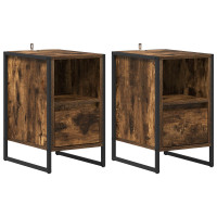 Produktbild för Sängbord med låda 2 pcs Rökek 39,5 x 30 x 50 cm Konstruerat trä