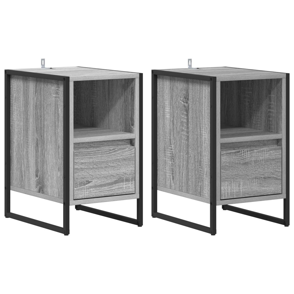 Produktbild för Sängbord 2 pcs Grå Sonoma 39,5 x 30 x 50 cm Konstruerat trä