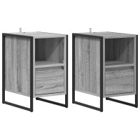Produktbild för Sängbord 2 pcs Grå Sonoma 39,5 x 30 x 50 cm Konstruerat trä