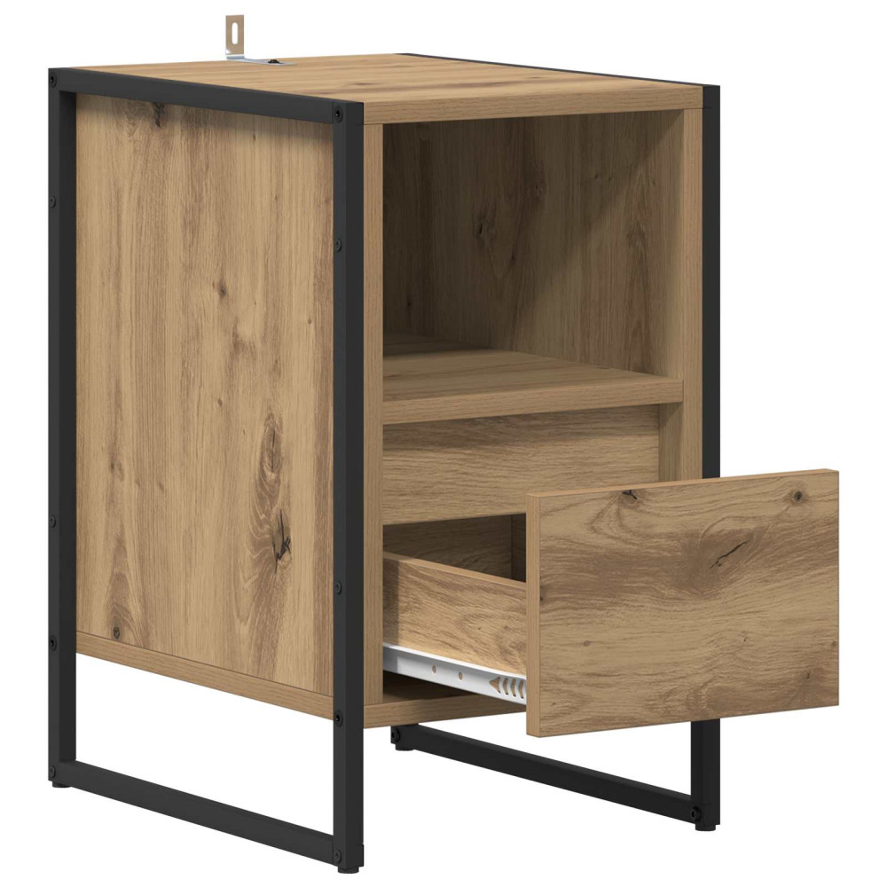 Produktbild för Sängbord med låda Artisan Ek 39,5 x 30 x 50 cm Konstruerat trä