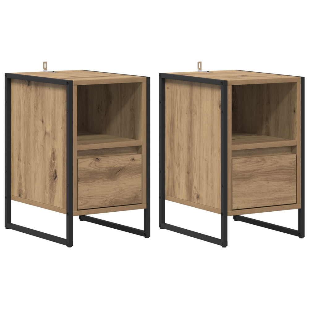 Produktbild för Sängbord 2 pcs Artisan Ek 39,5 x 30 x 50 cm Konstruerat trä