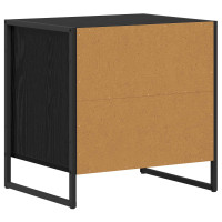 Produktbild för Sängbord med låda Svart Ek 50 x 39,5 x 50 cm Konstruerat trä