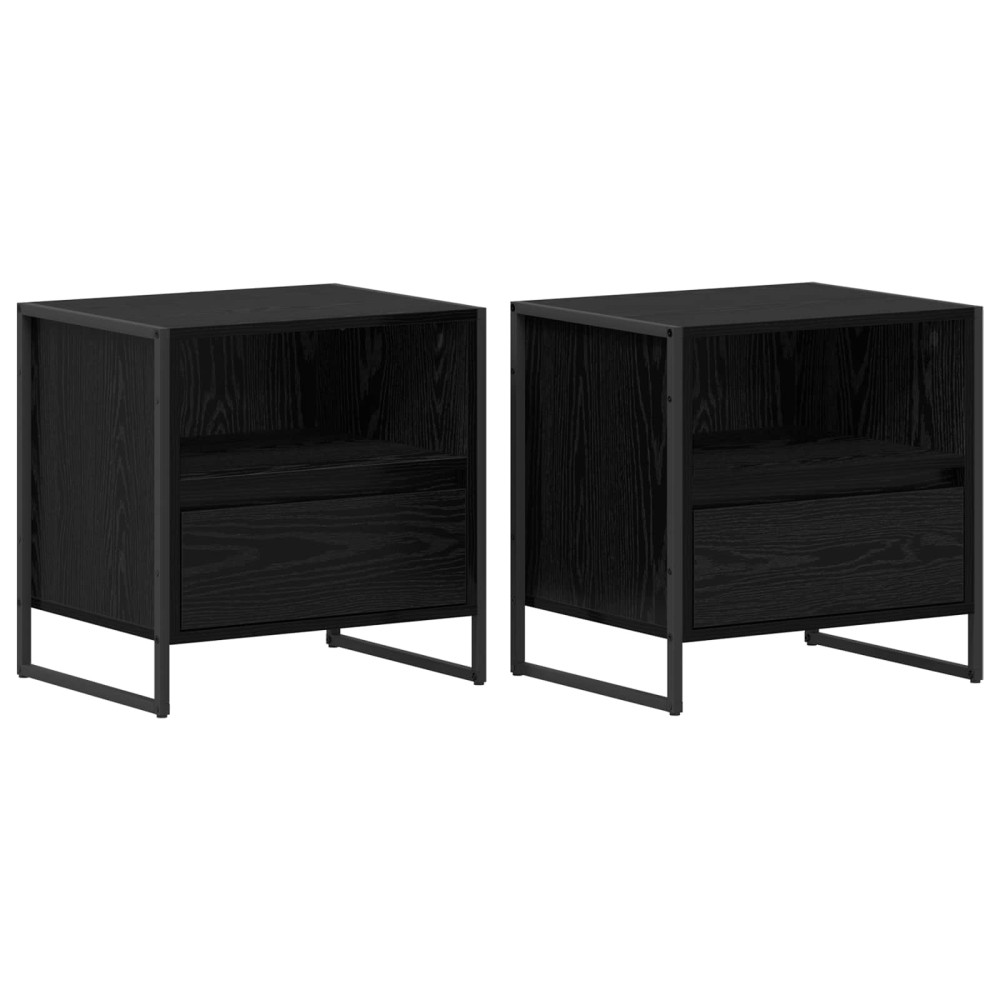 Produktbild för Sängbord 2 pcs Svart Ek 50 x 39,5 x 50 cm Konstruerat trä
