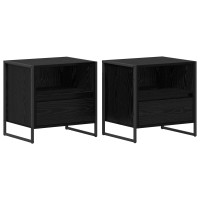 Produktbild för Sängbord 2 pcs Svart Ek 50 x 39,5 x 50 cm Konstruerat trä