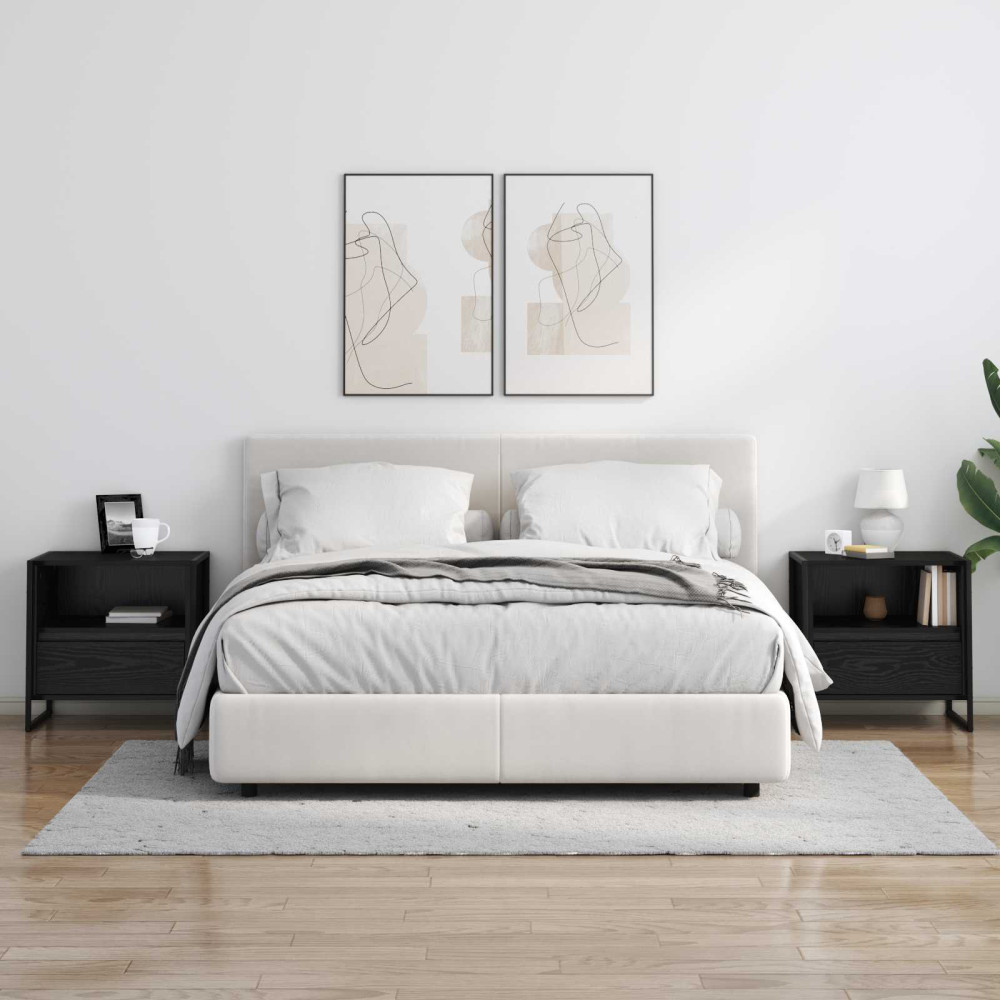 Produktbild för Sängbord 2 pcs Svart Ek 50 x 39,5 x 50 cm Konstruerat trä