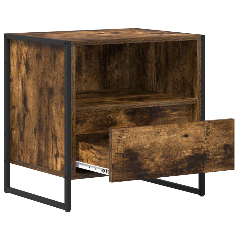 Produktbild för Sängbord med låda 2 pcs Rökek 50 x 39,5 x 50 cm Konstruerat trä
