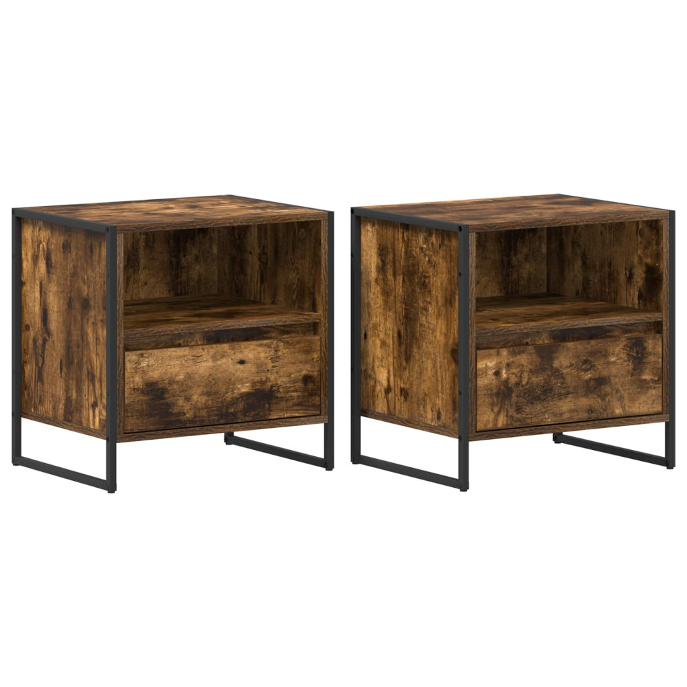 Produktbild för Sängbord med låda 2 pcs Rökek 50 x 39,5 x 50 cm Konstruerat trä