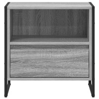 Produktbild för Sängbord med låda Grå Sonoma 50 x 39,5 x 50 cm Konstruerat trä