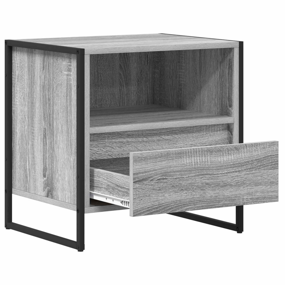 Produktbild för Sängbord med låda Grå Sonoma 50 x 39,5 x 50 cm Konstruerat trä