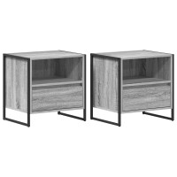 Produktbild för Sängbord 2 pcs Grå Sonoma 50 x 39,5 x 50 cm Konstruerat trä