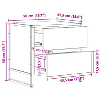 Produktbild för Sängbord med låda Svart Ek 50 x 39,5 x 50 cm Konstruerat trä