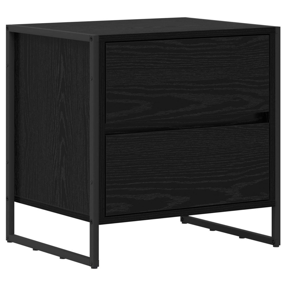 Produktbild för Sängbord med låda Svart Ek 50 x 39,5 x 50 cm Konstruerat trä
