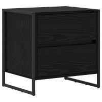 Produktbild för Sängbord med låda Svart Ek 50 x 39,5 x 50 cm Konstruerat trä