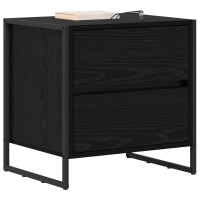 Produktbild för Sängbord med låda Svart Ek 50 x 39,5 x 50 cm Konstruerat trä