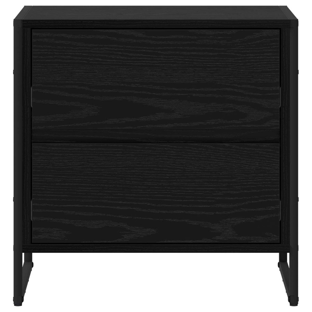 Produktbild för Sängbord med låda Svart Ek 50 x 39,5 x 50 cm Konstruerat trä